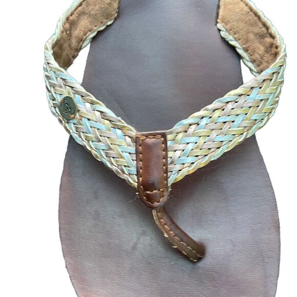 Roxy Braided Leather Flip Flop Sandals Size 9 Euc - Picture 5 of 6